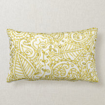 Paisley Passion - Yellow (Henna) Throw Pillows