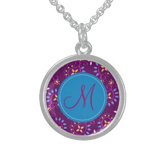 Paisley pattern on purple with "M" monogram Custom Jewelry