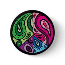 Paisley Peace Black Button