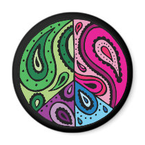 Paisley Peace Black Magnet