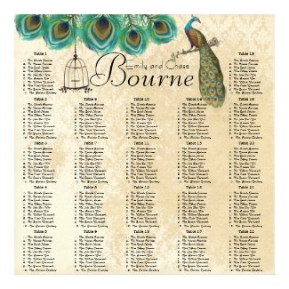 Paisley Peacock Colors Reception Seating Chart print