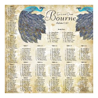 Paisley Peacock Colours Reception Seating Chart print