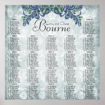 Paisley Peacock Colors Reception Seating Chart Poster