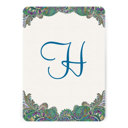 Paisley Peacock Colors Wedding Invitations