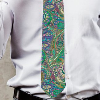 Paisley Peacock Colours Wedding Tie tie