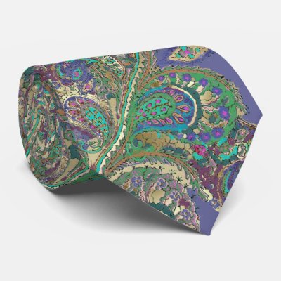 Paisley Peacock Colors Wedding Tie by samack