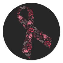 paisley pink ribbon sticker - black