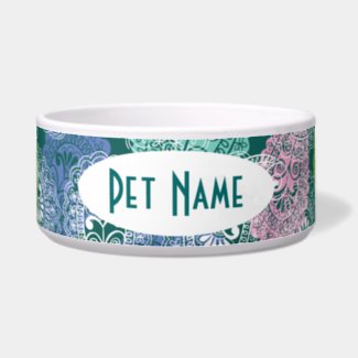 Paisley Print Personalized Pet Bowl Pet Water Bowl