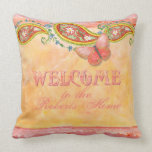 Paisley Swirl Butterfly Daisy Hand Painted Floral Throw Pillows