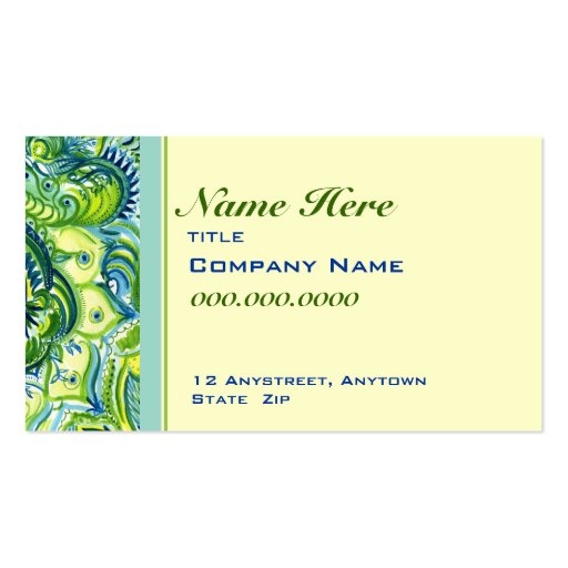 Paisley Watercolor Design Business Card (front side)