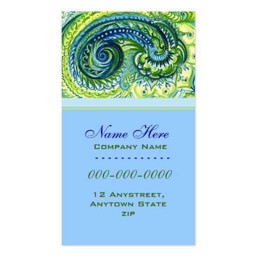 Paisley Watercolor Profile Card Business Cards (front side)