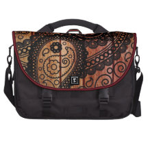 paisley wood panels laptop bag