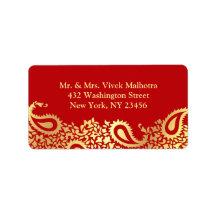 Paisleys Elegant Indian Shipping Address Label