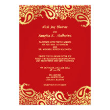 Paisleys Elegant Indian Wedding Flat Invitation