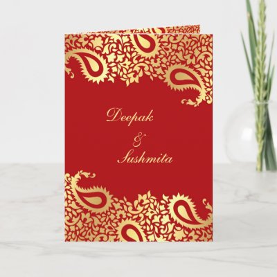 Paisleys Elegant Indian Wedding Folded Invitation Cards by all items