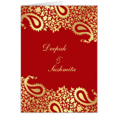   Paisleys Elegant Indian Wedding Folded Invitation Greeting Card