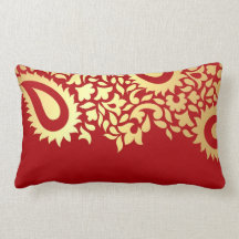 Paisleys Indian Red Throw Pillow
