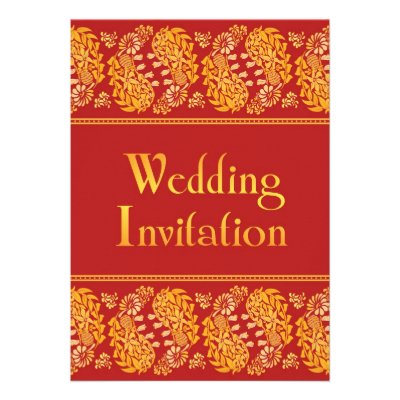 Paisleys Indian Wedding Flat Invitation