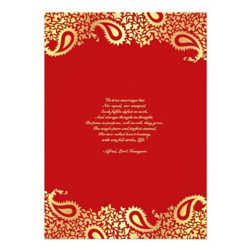 Paisleys Red Wedding Flat Invitation