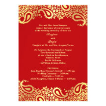 Paisleys Wedding with Programs Flat Invitation