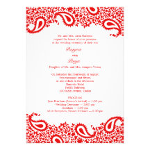 Paisleys Wedding with Programs Flat Invitation