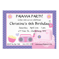 Pajama Party Birthday Personalized Announcement