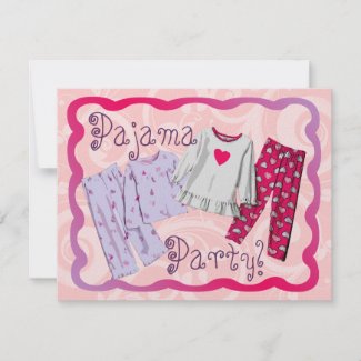 Pajama Party Invitation, Pink and Purple PJ&#39;s