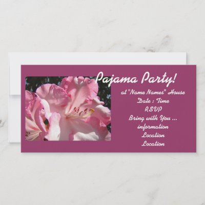 Pajama Party Invitations on Pajama Party  Invitations Cards Pink Rhodies Girls Personalized Photo