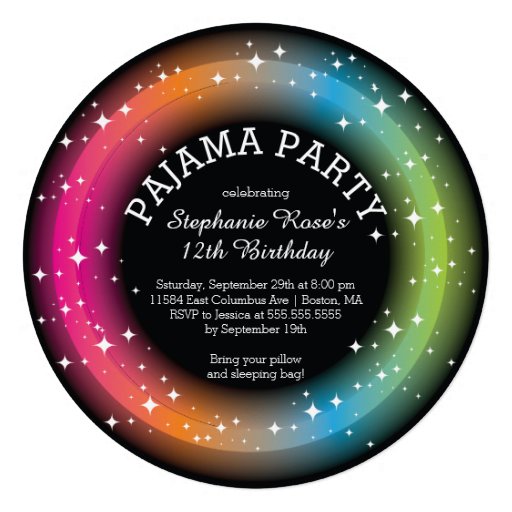 Pajama Sleepover Birthday Party Invitations Announcements