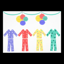 Pajamas In A Row Pajama Party invitations