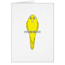Pájaro amarillo. Canario. En blanco Tarjeton