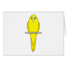 Pájaro amarillo. Canario. En blanco Tarjeton