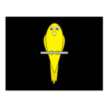 Pájaro amarillo. Canario. En negro Postales