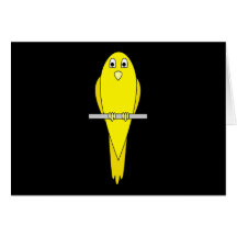 Pájaro amarillo. Canario. En negro Tarjeton