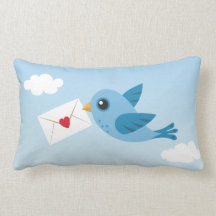 Pájaro azul lindo con la almohada del personalizad
