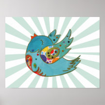 Pájaro feliz lindo posters