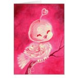 Pájaro rosado lindo de la tarjeta del día de San V