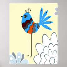 Pájaros azules decorativos modernos posters