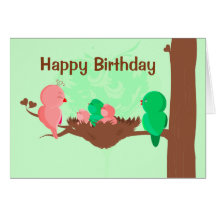Pájaros de la tarjeta del feliz cumpleaños que can