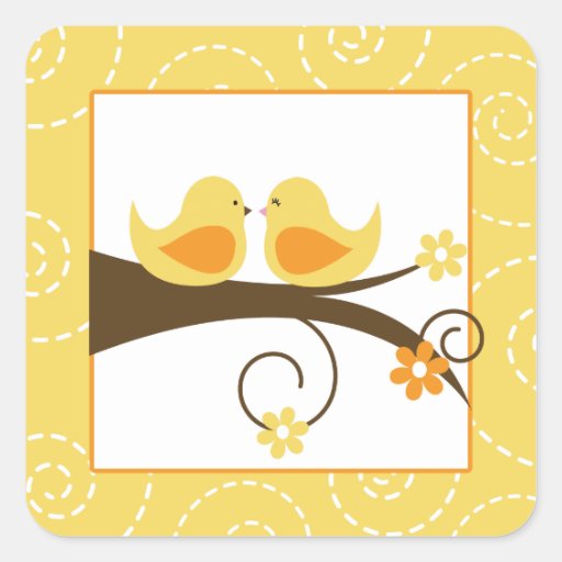 Pájaros del amor del amarillo del pájaro de Swirly
