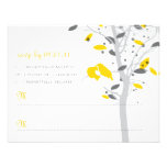 Pájaros del amor en el árbol RSVP - amarillo de la Anuncio Personalizado