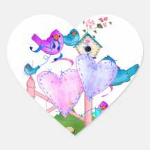Pájaros del amor pegatina corazon