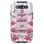 Pájaros, jaula, orquídeas y monograma retros galaxy s3 funda