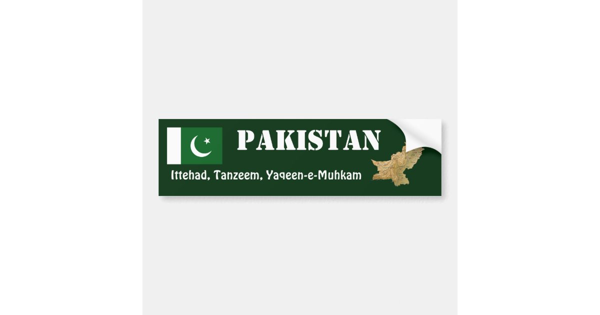 Pakistan Flag + Map Bumper Sticker Zazzle
