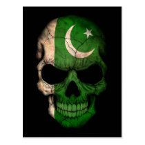 Pakistani Flag Skull on Black Post Card