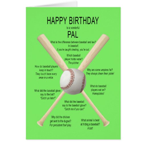 Pal, birthday baseball jokes card Zazzle