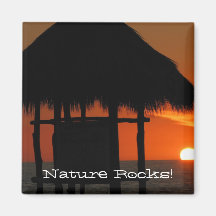 Palapa at Sunset; Customizable Magnets