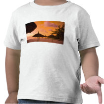 Palapa style beach huts at sunrise, Belle Mare 2 T-shirts