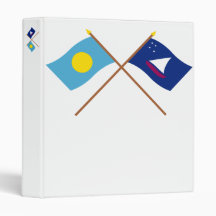 Palau and Sonsorol Crossed Flags 3 Ring Binder