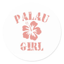 Palau Pink Girl Round Stickers